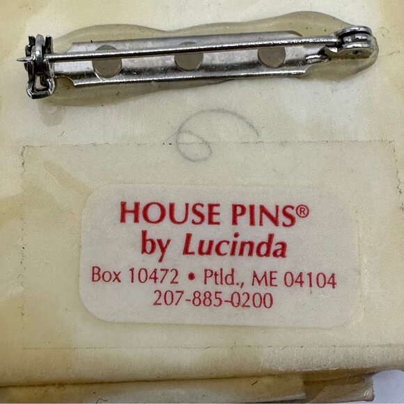 Vintage House Pins by Lucinda Brooch Pink Blue Glitter Cottagecore Retro Jewelry - Picture 6 of 10